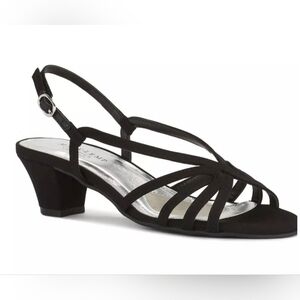 Mark Lemp Classics Leash Black Micro Strappy Kitten Heel Sandals Size 7.5 M